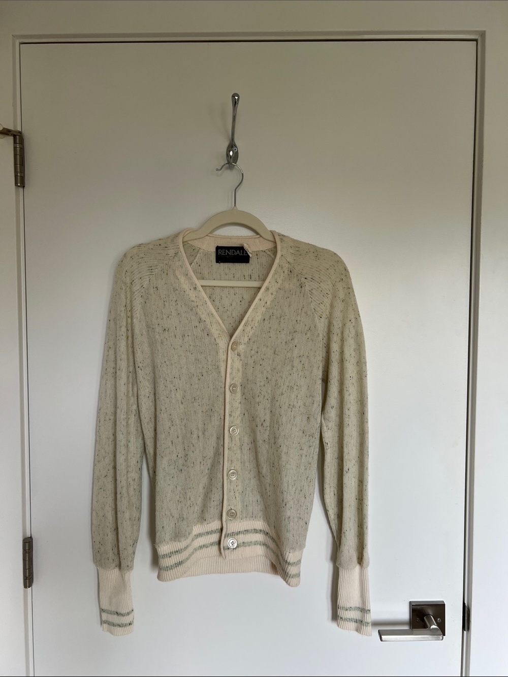Vintage Cream Speckled V-Neck Button Cardigan